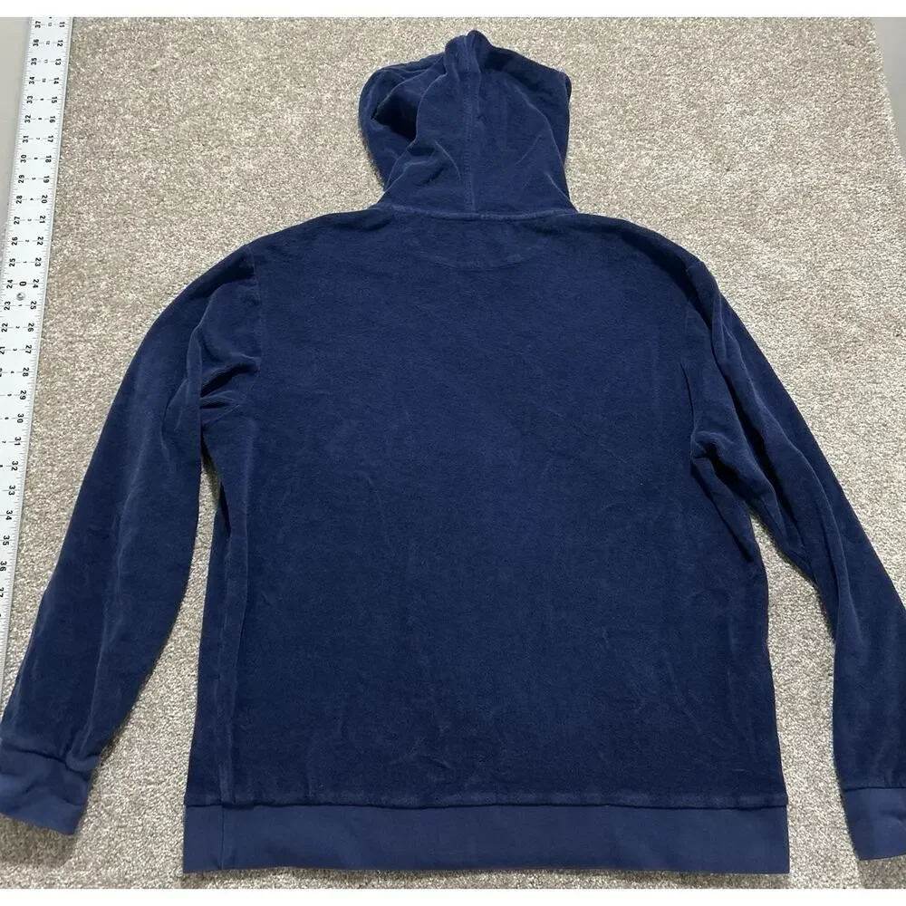 Criquet‎ Men’s Large Full Zip Terry Cloth Hoodie Sweatshirt Navy